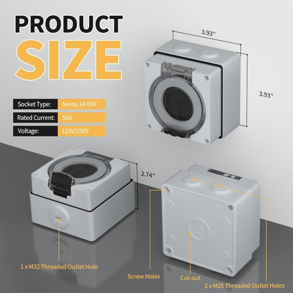 Temporary Power Outlet Panel Weatherproof, Thicker Prewired RV Electrical Panel with UL Listed 20, 30, 50 Amp Receptacle Outlet Box Installed for Hookup Camper Travel Trailer Motorhome Temporary Power Outlet Panel Weatherproof, Thicker Prewired RV Electrical Panel with UL Listed 20, 30, 50 Amp Receptacle Outlet Box Installed for Hookup Camper Travel Trailer Motorhome