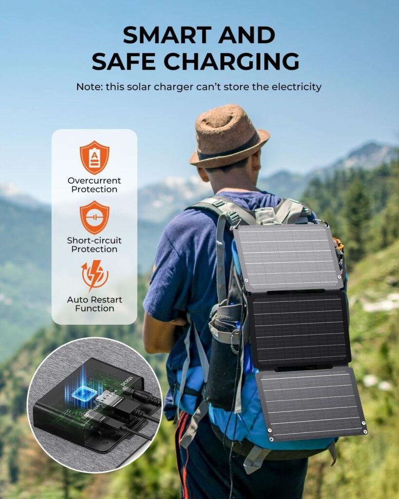 [Upgraded] BigBlue 3 USB Ports 28W Solar Charger(5V/4.8A Max), Portable Foldable Solar Panel for Camping, IP44 Waterproof, Compatible with iPhone 11/XS/XS Max/XR/X/8/7, iPad, Samsung Galaxy LG etc.