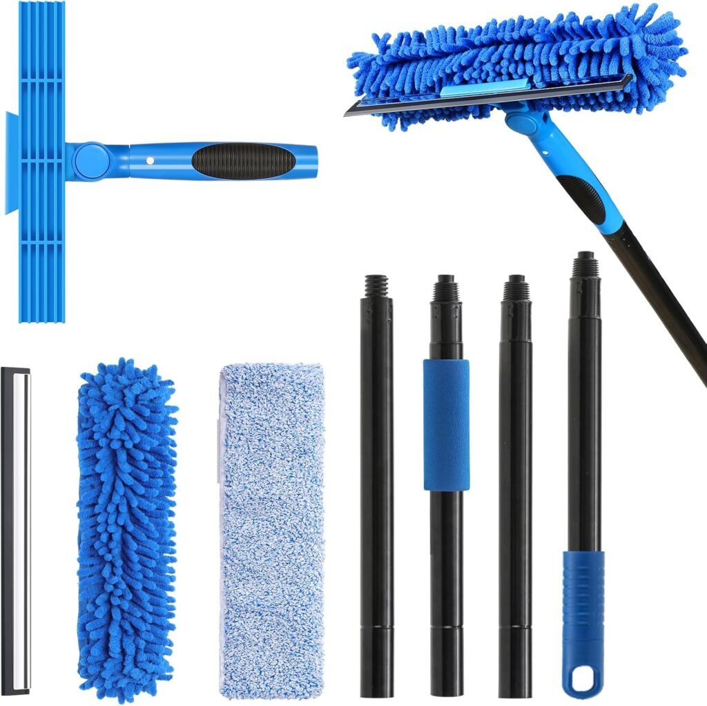 VITEVER Professional 69 Window Squeegee Cleaner Tool with Extension Pole, 2-in-1 Squeegee for Window Cleaning Kit with Scrubber and Rotating Head, 1 Blade 2 Scrubber VITEVER Professional 69 Window Squeegee Cleaner Tool with Extension Pole, 2-in-1 Squeegee for Window Cleaning Kit with Scrubber and Rotating Head, 1 Blade 2 Scrubber