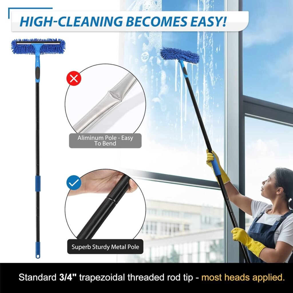 VITEVER Professional 69 Window Squeegee Cleaner Tool with Extension Pole, 2-in-1 Squeegee for Window Cleaning Kit with Scrubber and Rotating Head, 1 Blade 2 Scrubber VITEVER Professional 69 Window Squeegee Cleaner Tool with Extension Pole, 2-in-1 Squeegee for Window Cleaning Kit with Scrubber and Rotating Head, 1 Blade 2 Scrubber