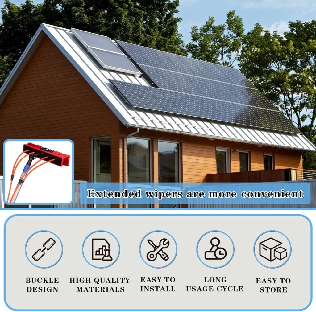 Water Fed Pole Kit Adjustable Solar Panel Cleaning Kit Cleaner Tool for Window Glass Roof Outdoor Glass Brush Window Washing Equipment (35FT)