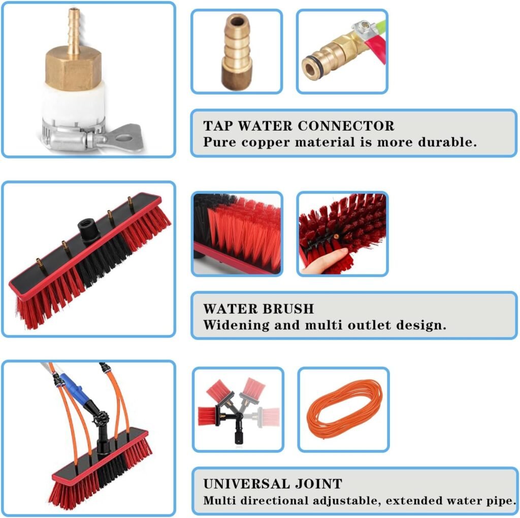 Water Fed Pole Kit Adjustable Solar Panel Cleaning Kit Cleaner Tool for Window Glass Roof Outdoor Glass Brush Window Washing Equipment (26FT) Water Fed Pole Kit Adjustable Solar Panel Cleaning Kit Cleaner Tool for Window Glass Roof Outdoor Glass Brush Window Washing Equipment (26FT)