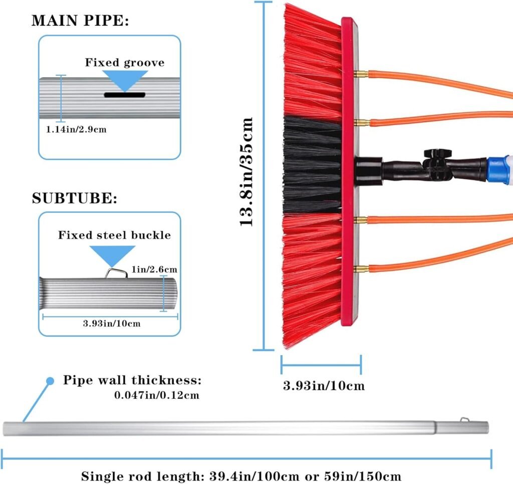 Water Fed Pole Kit Adjustable Solar Panel Cleaning Kit Cleaner Tool for Window Glass Roof Outdoor Glass Brush Window Washing Equipment (26FT) Water Fed Pole Kit Adjustable Solar Panel Cleaning Kit Cleaner Tool for Window Glass Roof Outdoor Glass Brush Window Washing Equipment (26FT)