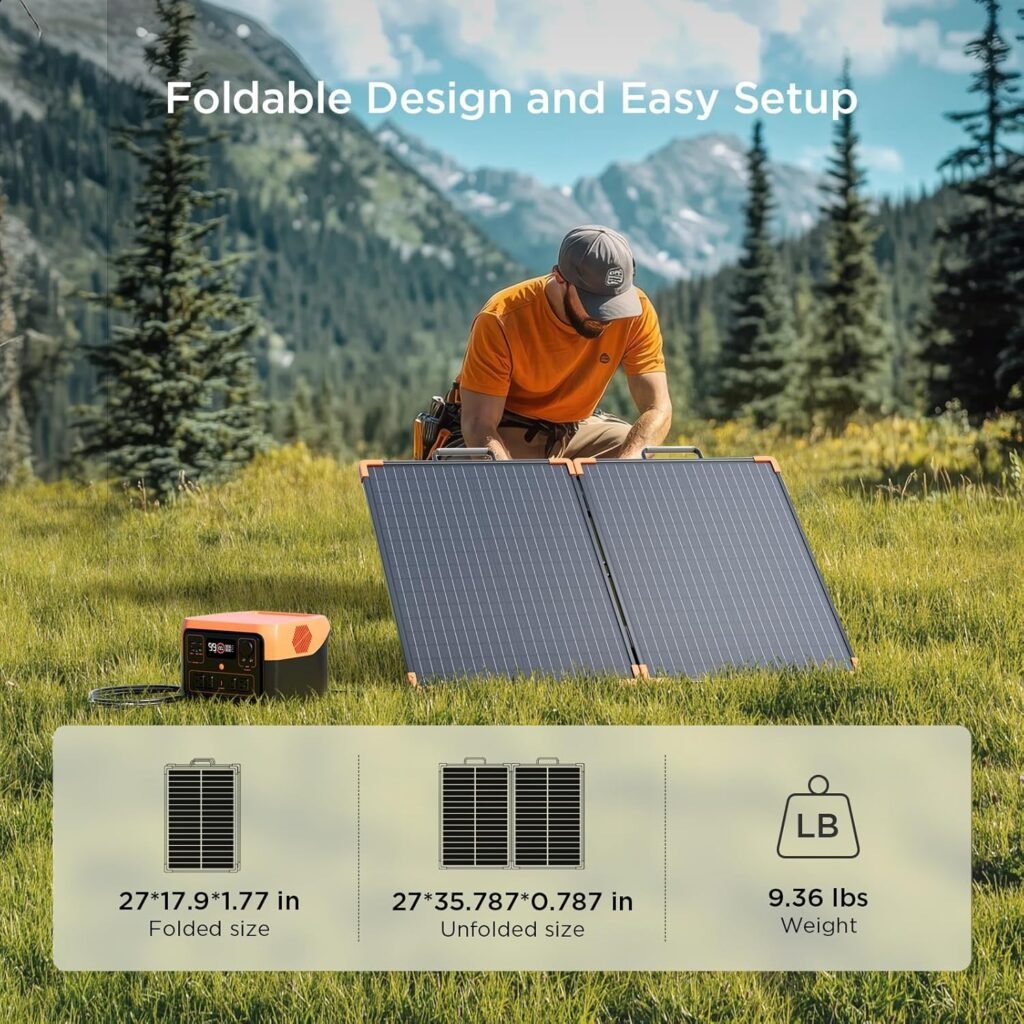 200 watt Portable Solar Panel with 20A PWM Controller,RV Essentials,19V Foldable Solar Charger for Power Station12V Batteries,23.5% High Efficiency IP68 Waterproof 4 Kickstands for Camping RV Trip