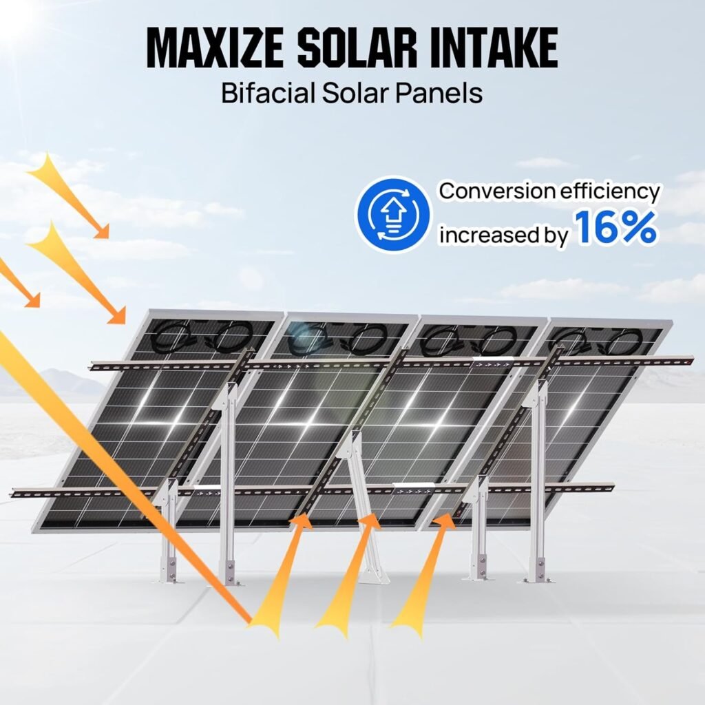 ECO-WORTHY Upgraded Solar Ground Mount Adjustable Multi-Pieces Solar Panel Mounting Brackets Kit System for 4pcs 200W/3pcs 300W/2pcs 400W Solar Panels for Ground,Open Space, Cabins and Backyard Sheds