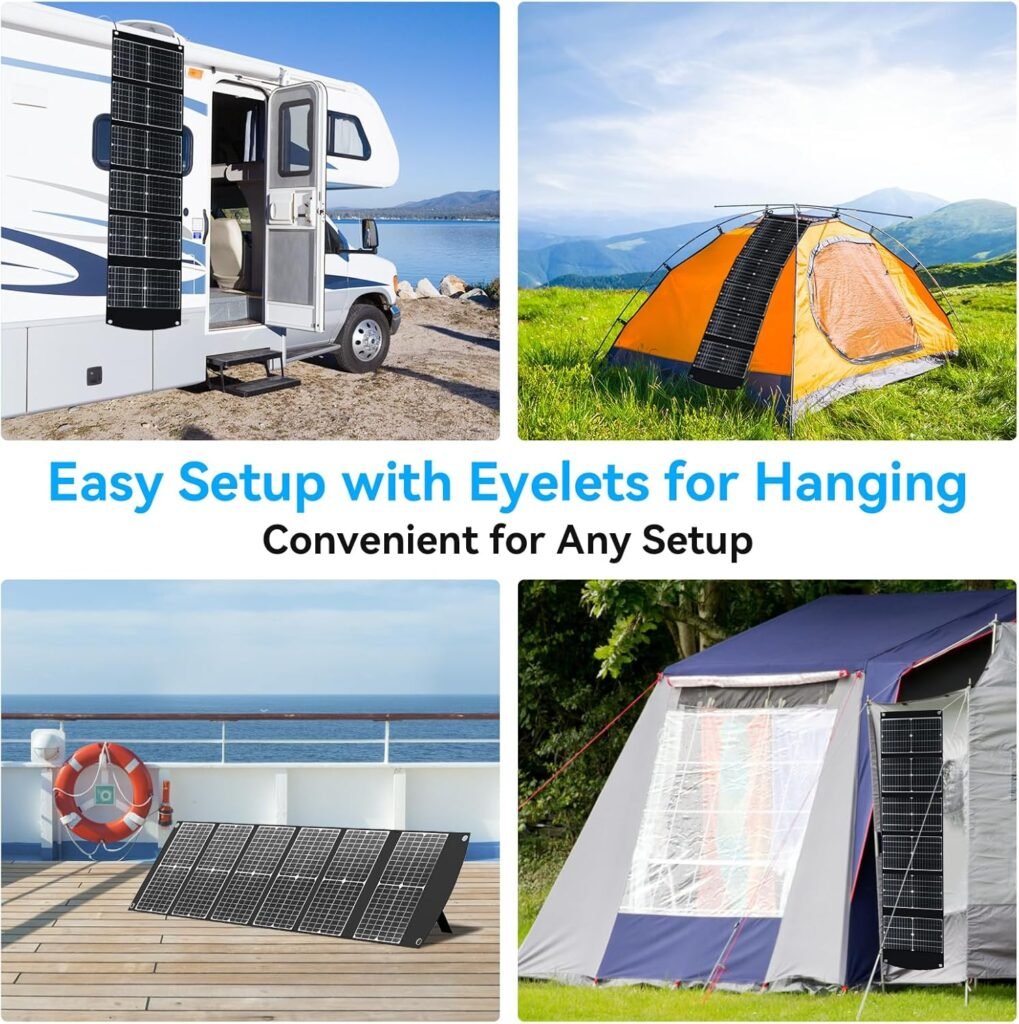 Ecosonique 200W Portable Solar Panel for Power Stations, Foldable Lightweight with Kickstand, USB-C PD3.0 USB-A QC3.0, MC4 Multi-Output for Solar Generators, RVs, Camping, and Outdoor Use