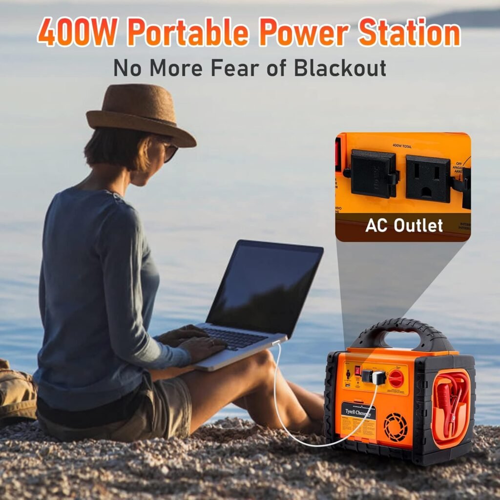 2200 Amp Car Jump Starter with Air Compressor,Portable Power Station with 260 PSI Tire Inflator,400W Power Inverter Dual AC/DC Ports,2.1A USB Port,Battery Clamps