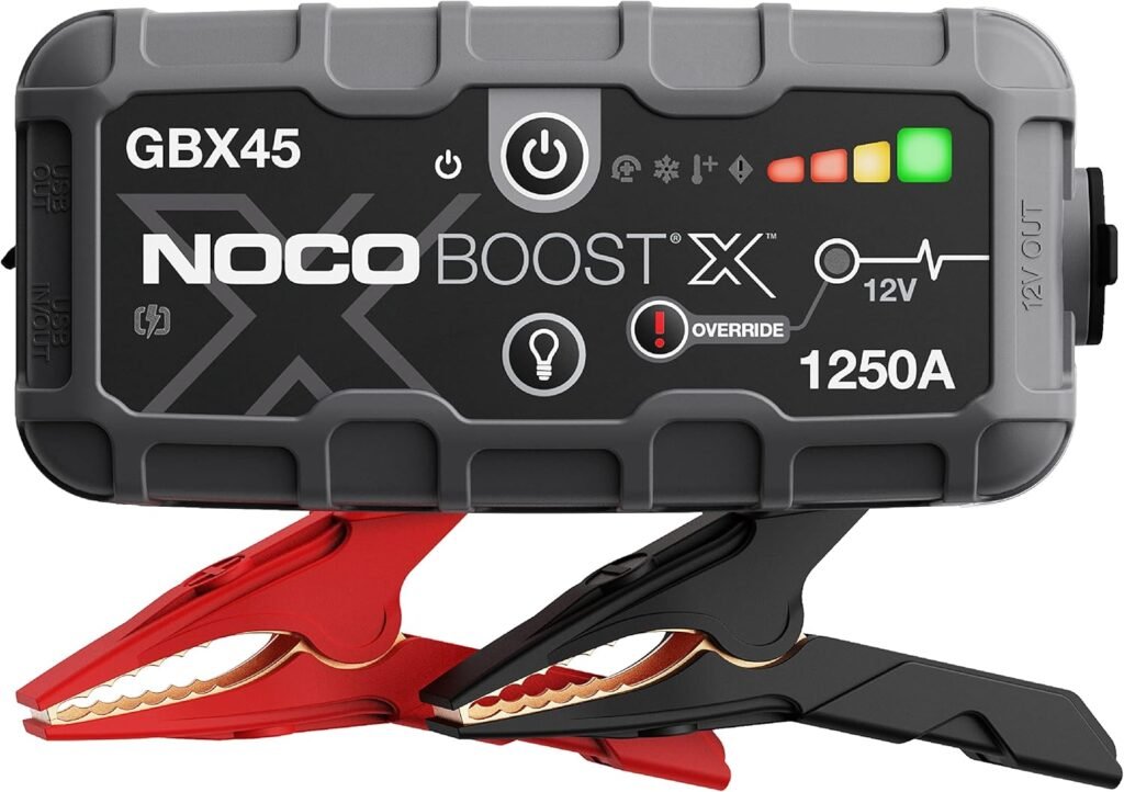 NOCO Boost X GBX45: 1250A UltraSafe Jump Starter – 12V Lithium Battery Booster Pack, Portable Jump Box, Power Bank Jumper Cables - for 6.5L Gas and 4.0L Diesel Engines