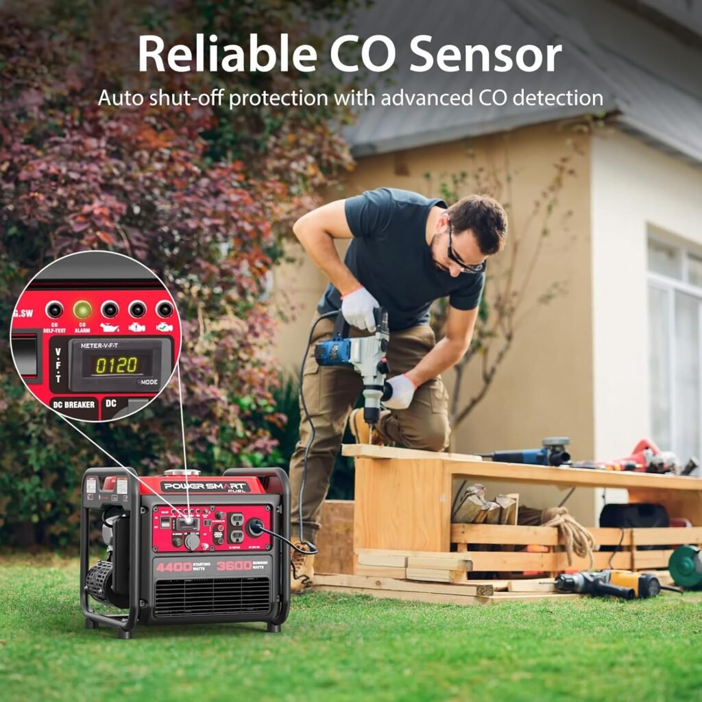 PowerSmart 4400-Watt Portable Inverter Generator, Gas Powered, CO-Sensor, Lightweight Quiet for Home Use and Emergency Backup, Camping, EPA Compliant PowerSmart 4400-Watt Portable Inverter Generator, Gas Powered, CO-Sensor, Lightweight Quiet for Home Use and Emergency Backup, Camping, EPA Compliant