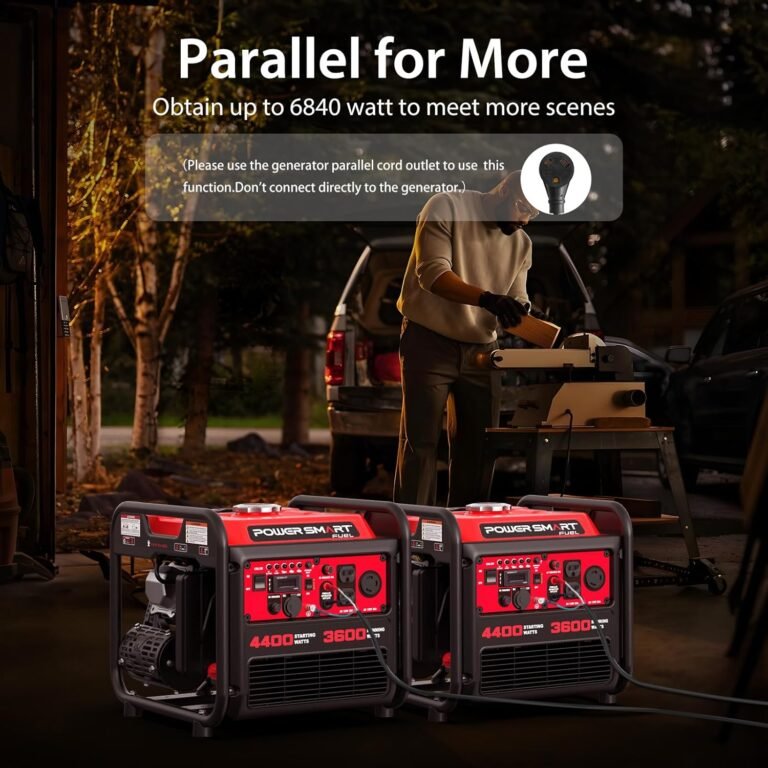 Powersmart 4400 watt portable inverter generator gas powered co sensor lightweight quiet for home use and emergency back