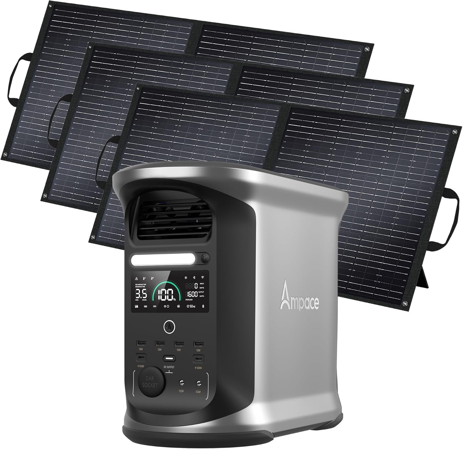 Ampace andes 1500 power station 2400wsurge 3600w solar generator with 100w solar panel 1462wh solar power station 1800w 1