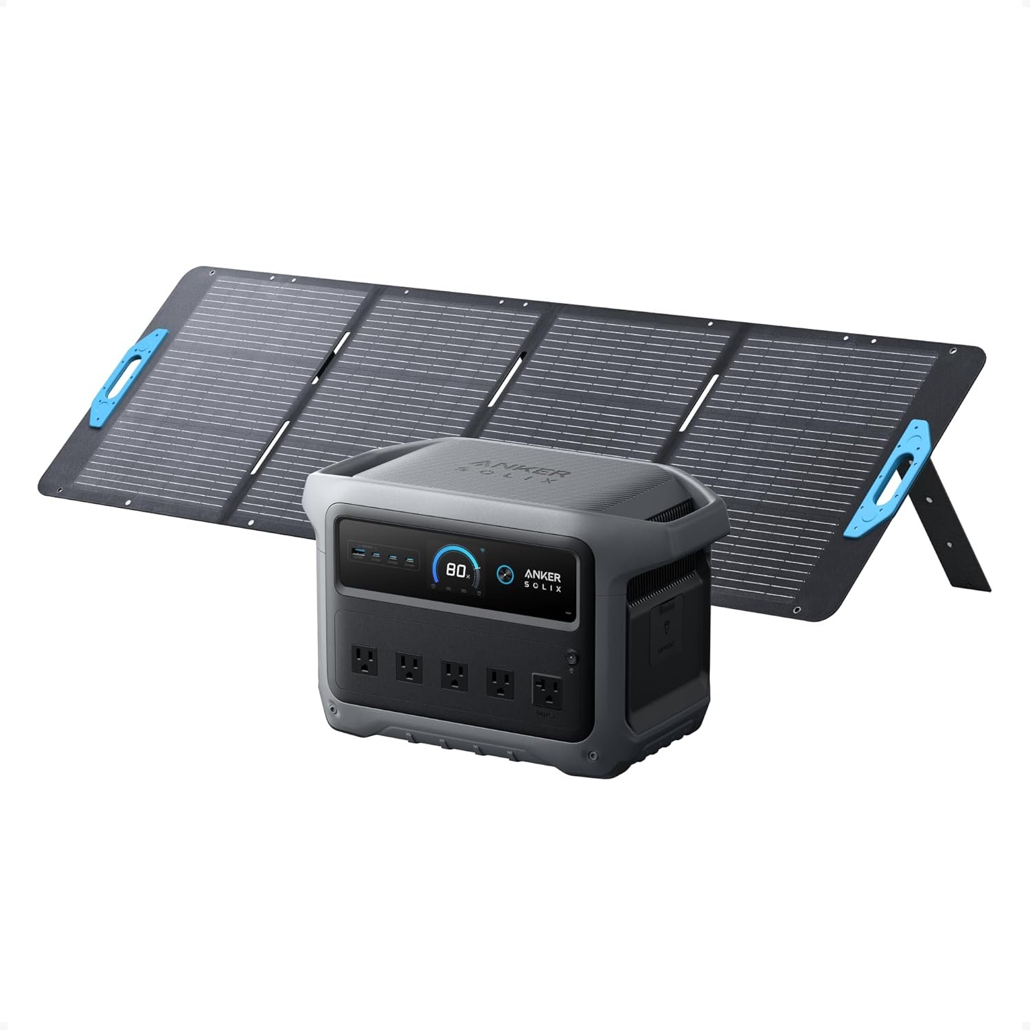 Anker solix c1000 gen 2 portable power station with 200w solar panel 2000w peak 3000w solar generator full charge in 49
