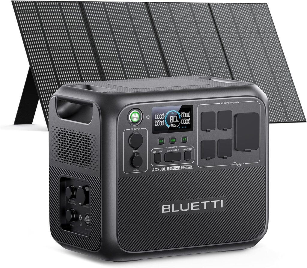 BLUETTI AC200L Portable Power Station, 2048Wh LiFePO4 Battery Backup, Expandable to 8192Wh w/ 4 2400W AC Outlets (3600W Power Lifting), 30A RV Output, Solar Generator for Camping, Home Use, Emergency