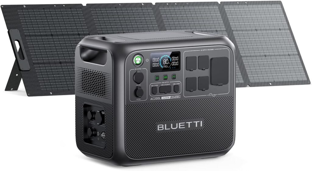 BLUETTI AC200L Portable Power Station, 2048Wh LiFePO4 Battery Backup, Expandable to 8192Wh w/ 4 2400W AC Outlets (3600W Power Lifting), 30A RV Output, Solar Generator for Camping, Home Use, Emergency