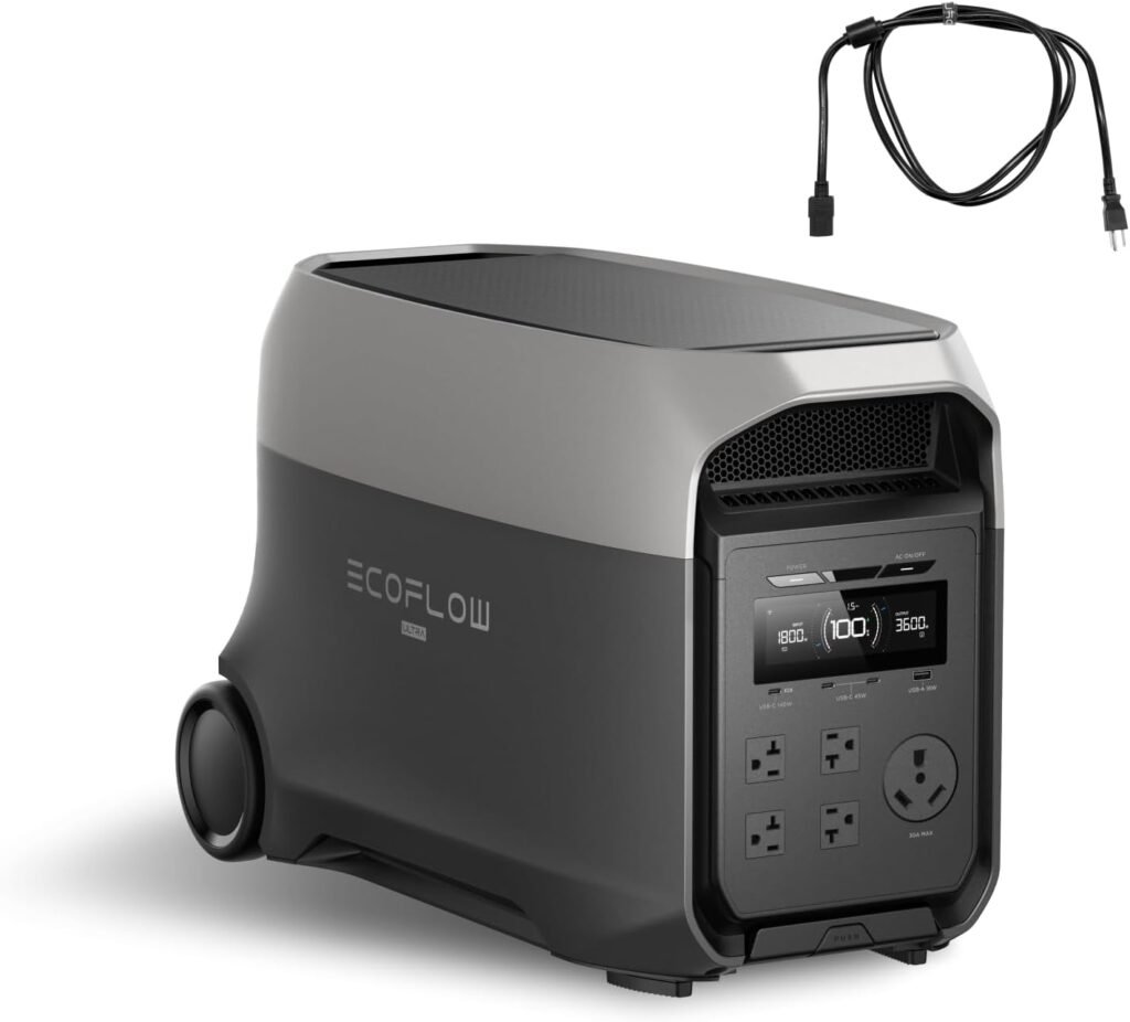 EF ECOFLOW Delta 3 Ultra Portable Power Station, 3072Wh LiFePO4 Battery, 3600W (Surge 7200W) Output Home Power, Solar Generator for Home Use, Camping Accessories, Emergencies  RV Backup