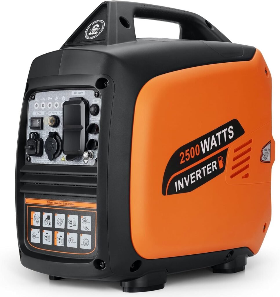Portable Inverter Generator 2500W Gas Powered, Long Runtime Gas Generators for Home Use, Camping, Super Quiet Emergency Home Backup, with CO Sensor, EPA Compliant Portable Inverter Generator 2500W Gas Powered, Long Runtime Gas Generators for Home Use, Camping, Super Quiet Emergency Home Backup, with CO Sensor, EPA Compliant