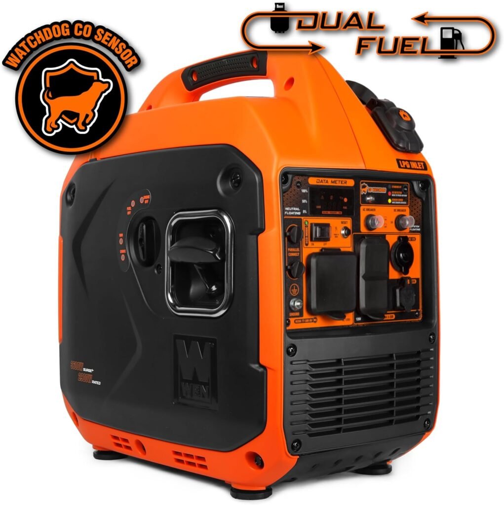 WEN Quiet and Lightweight 3600-Watt Dual Fuel RV-Ready Portable Inverter Generator with Fuel Shut Off and CO Watchdog (DF360iX)