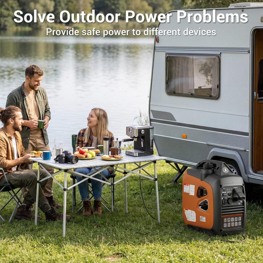 2800W Portable Generator, Quiet Gas-Powered Generator for Home Backup, Camping, RVs, and Clean Power for Sensitive Electronics, EPA Standard Compliant