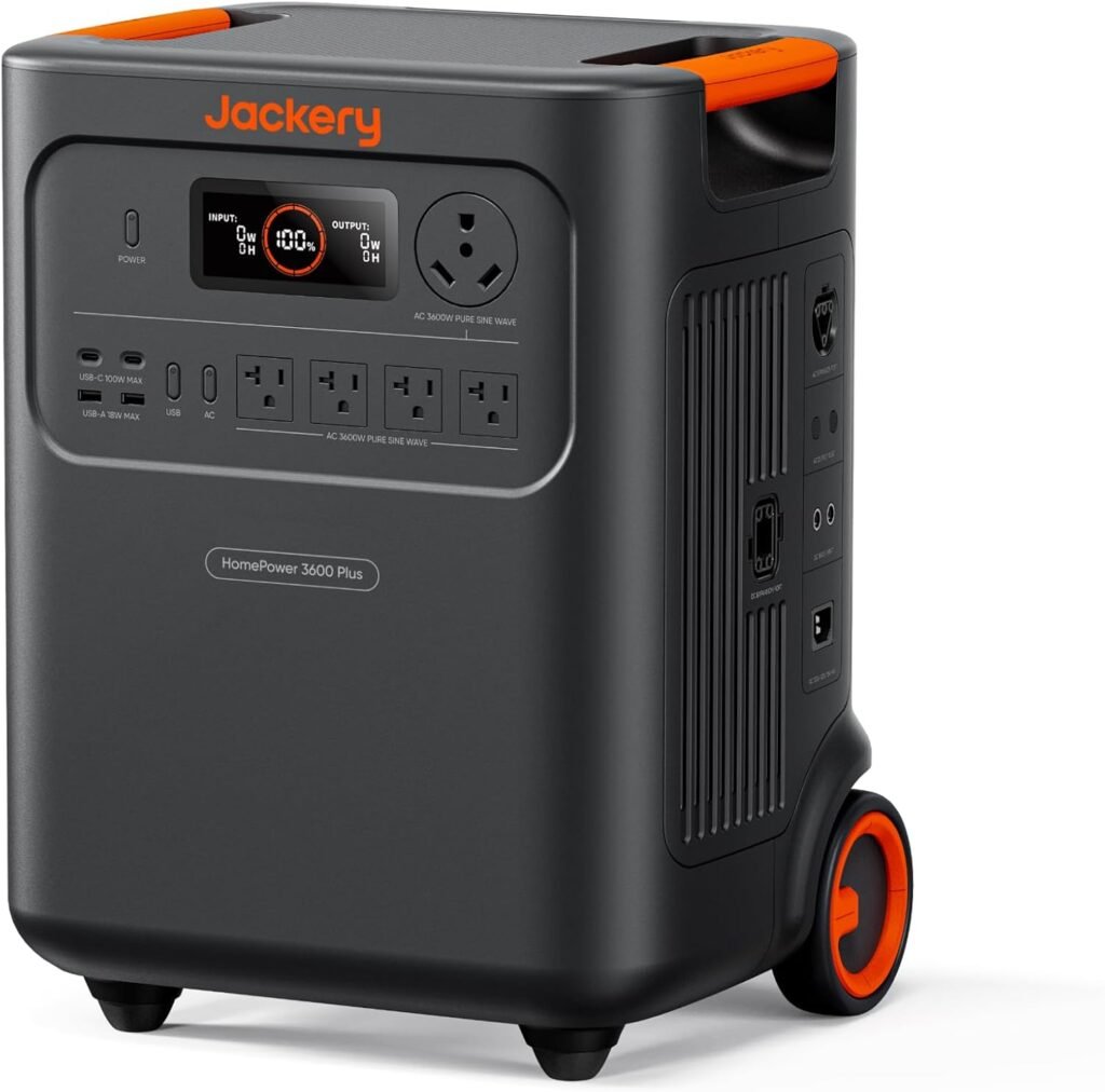 Jackery HomePower Plus Portable Power Station, 3600W AC Output, 3584Wh LFP Solar Generator, Expandable up to 21kWh, Essential Home Backup for Home Use, Emergencies, RV (Solar Panel Optional)