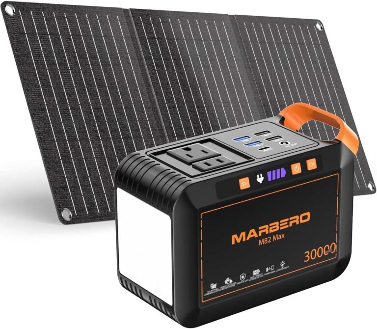 Marbero solar generator 111wh portable power station with solar panel 30w included power bank with ac outlet 120w surge