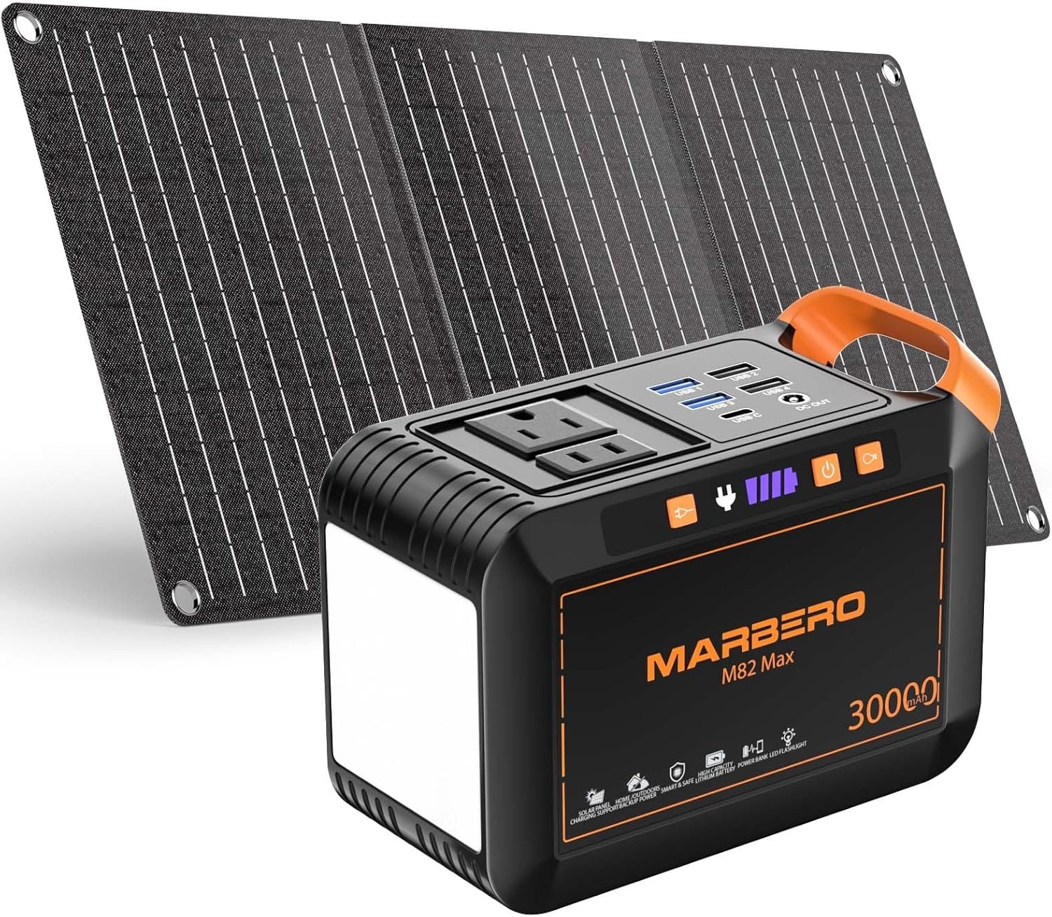 Marbero solar generator 111wh portable power station with solar panel 30w included power bank with ac outlet 120w surge