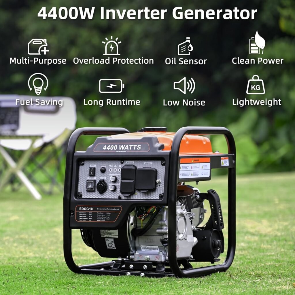 Oxseryn Power Equipment Watts Inverter Generator Gas Powered, Portable Open Frame Generator, Low Noise with ECO Mode, RV Ready, Emergency Home Backup