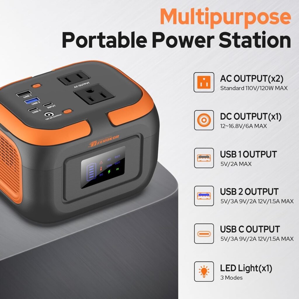 Portable Power Station 120W, Power Bank with AC Outlet, Portable Generator 97.6Wh External Battery Power Pack with USB C Input for Camping Home Van Life Adventure Backup