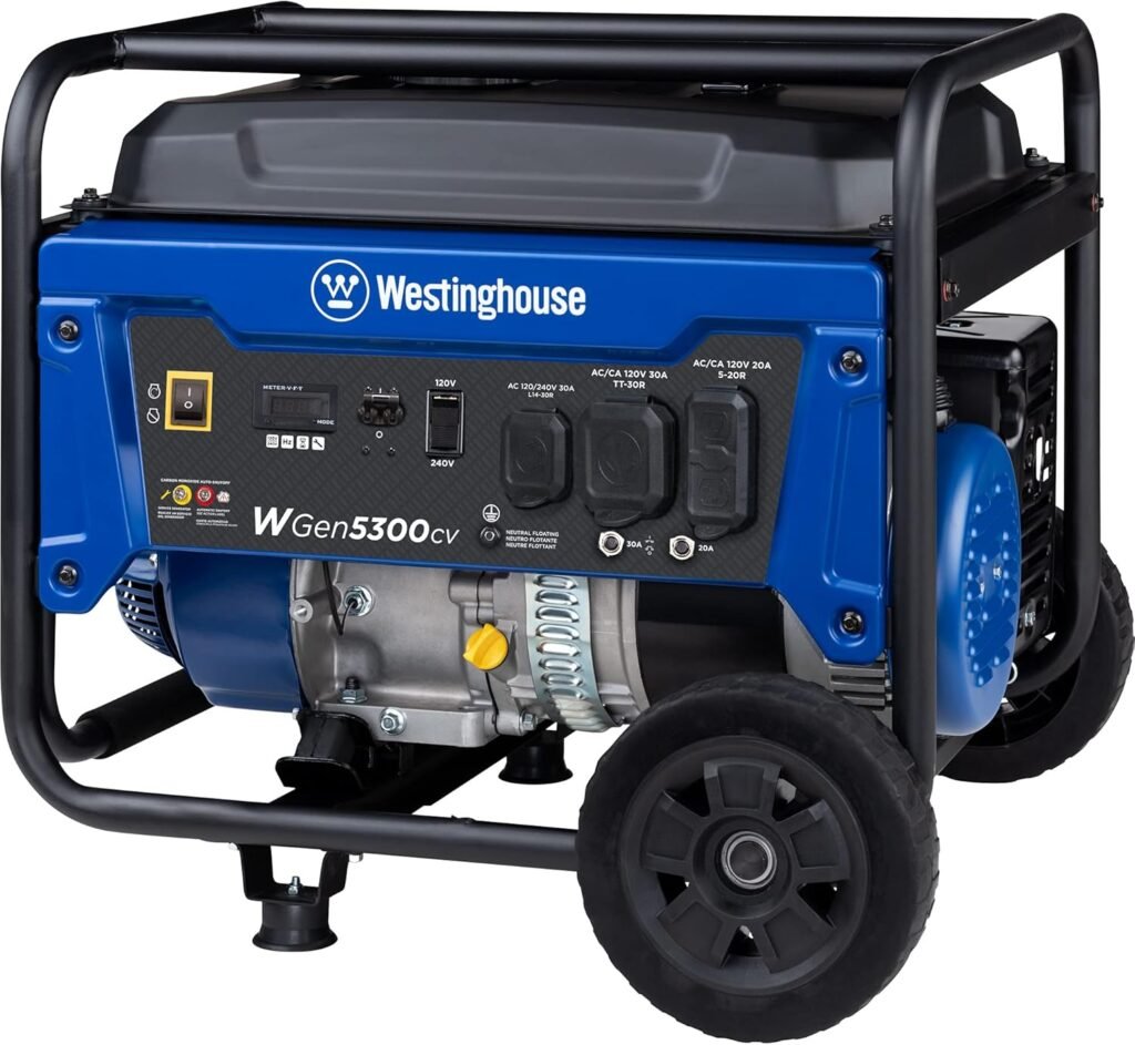 Westinghouse Peak Watt Home Backup Portable Generator, Transfer Switch Ready 30A Outlet, RV Ready 30A Outlet, Gas Powered, CO Sensor