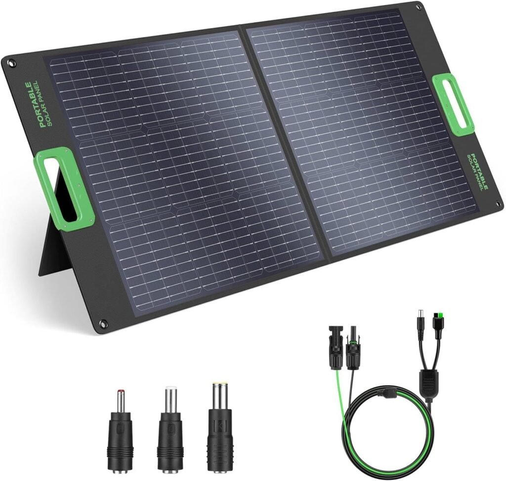 100W Portable Solar Panel for Power Station Generator, 20V Foldable Solar Cell Solar Charger with High-Efficiency Battery Charger for Outdoor Camping Van RV Trip 100W Portable Solar Panel for Power Station Generator, 20V Foldable Solar Cell Solar Charger with High-Efficiency Battery Charger for Outdoor Camping Van RV Trip
