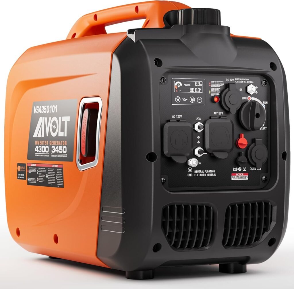 AIVOLT 1600W Super Quiet Inverter Generator, Ultra Lightweight Gas Powered Portable Generator for Camping  Home Use, EPA Compliant