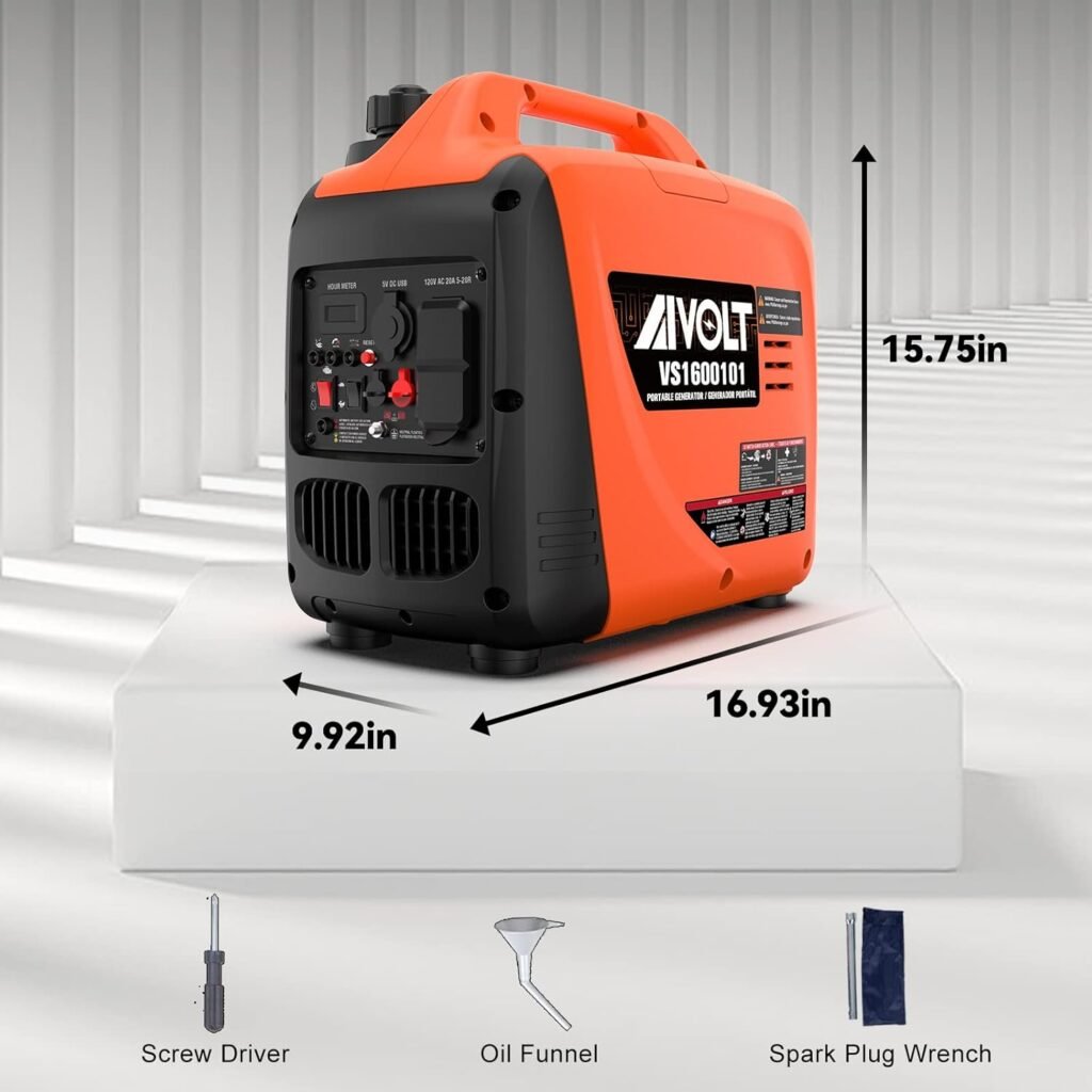 AIVOLT 1600W Super Quiet Inverter Generator, Ultra Lightweight Gas Powered Portable Generator for Camping  Home Use, EPA Compliant