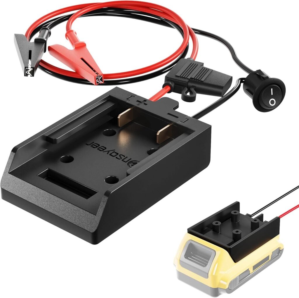 Jumper Cables with Adapter for De.Walt 20V/18V DCB Battery, Car Jumper Starter with Fuse On/Off Switch, 12AWG Wire, Automotive Booster Cables for Car, SUV, PickuVan Jumper Cables with Adapter for De.Walt 20V/18V DCB Battery, Car Jumper Starter with Fuse On/Off Switch, 12AWG Wire, Automotive Booster Cables for Car, SUV, PickuVan