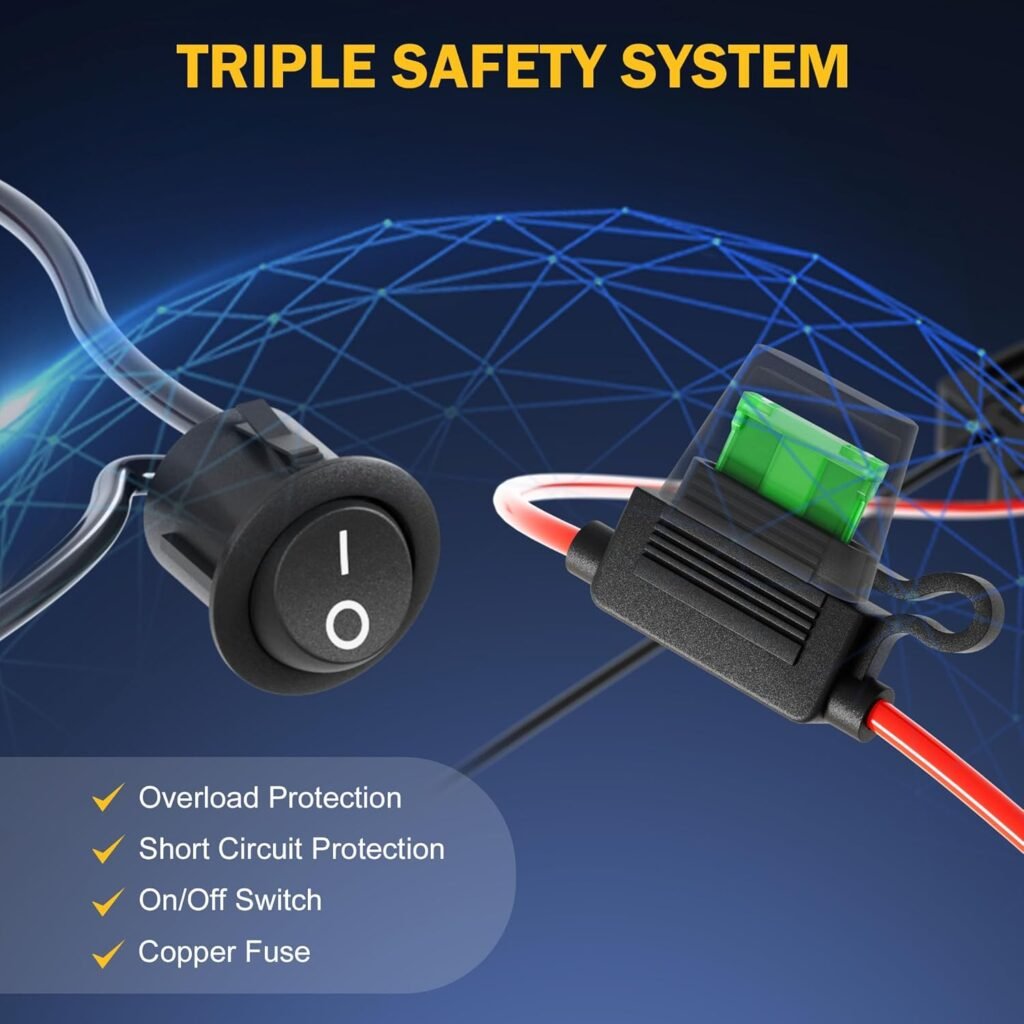 Jumper Cables with Adapter for De.Walt 20V/18V DCB Battery, Car Jumper Starter with Fuse On/Off Switch, 12AWG Wire, Automotive Booster Cables for Car, SUV, PickuVan Jumper Cables with Adapter for De.Walt 20V/18V DCB Battery, Car Jumper Starter with Fuse On/Off Switch, 12AWG Wire, Automotive Booster Cables for Car, SUV, PickuVan