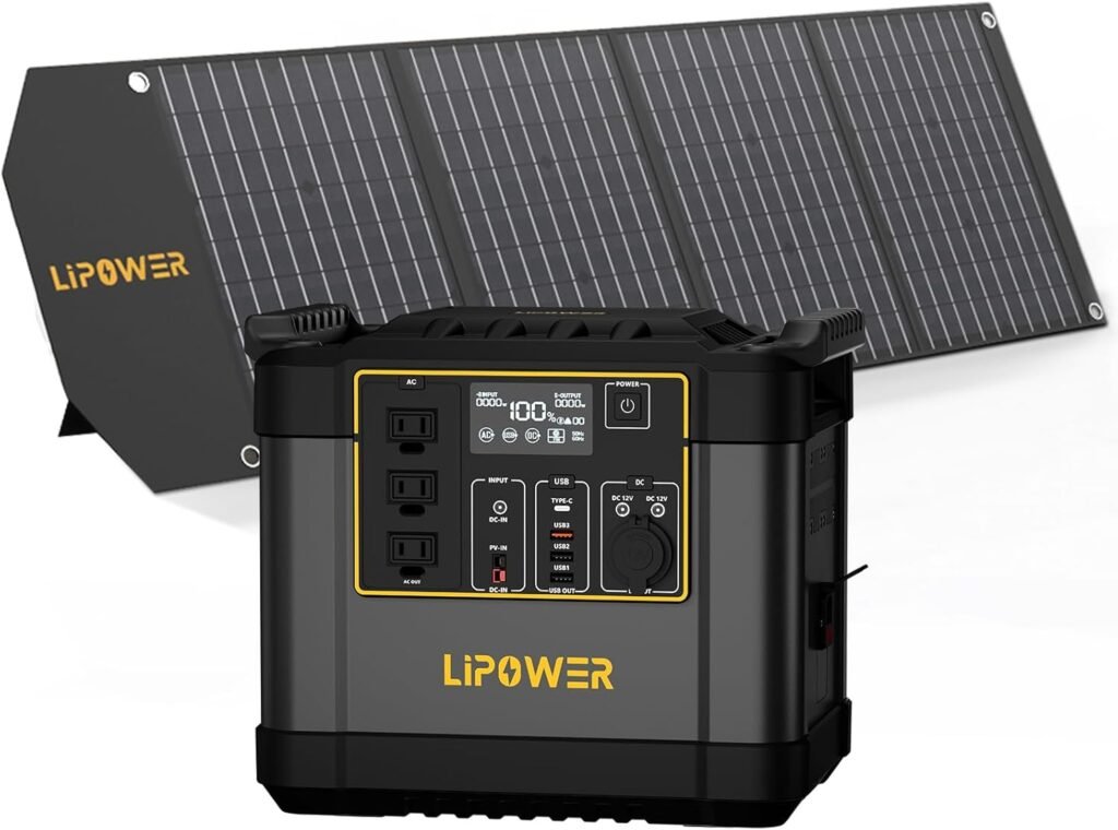 Lipower Portable Power Station with 100W Solar Panel, 1075Wh Solar Powered Generator AC Outlets with PD USB Ports, Electric Generator for Camping, Power Supply, Home Use, Emergency, Road Trip Lipower Portable Power Station with 100W Solar Panel, 1075Wh Solar Powered Generator AC Outlets with PD USB Ports, Electric Generator for Camping, Power Supply, Home Use, Emergency, Road Trip