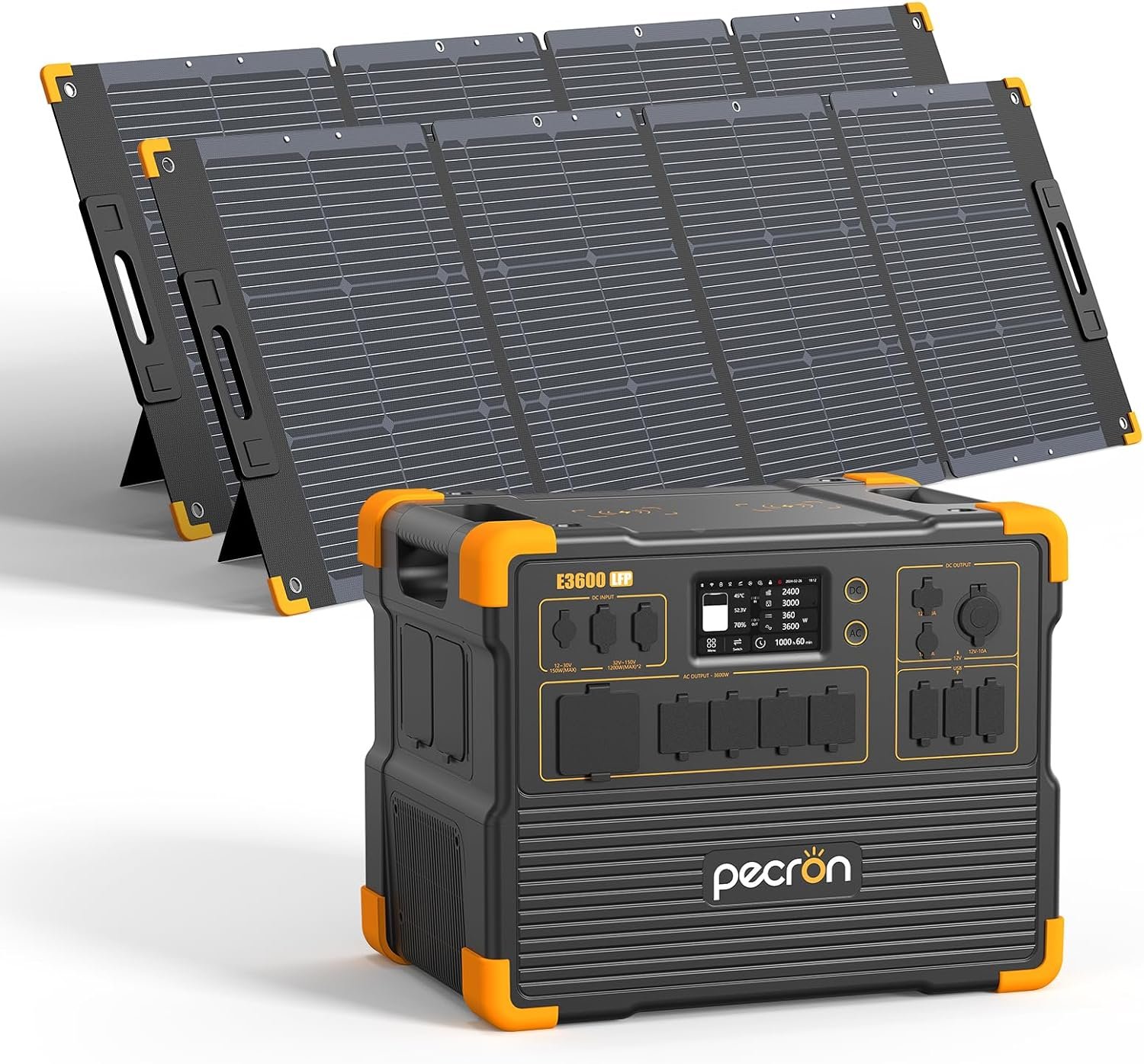 Pecron portable power station 3072wh e3600lfp 5x3600w ac outlets power station lifepo4 battery backup expanded to 1843kw