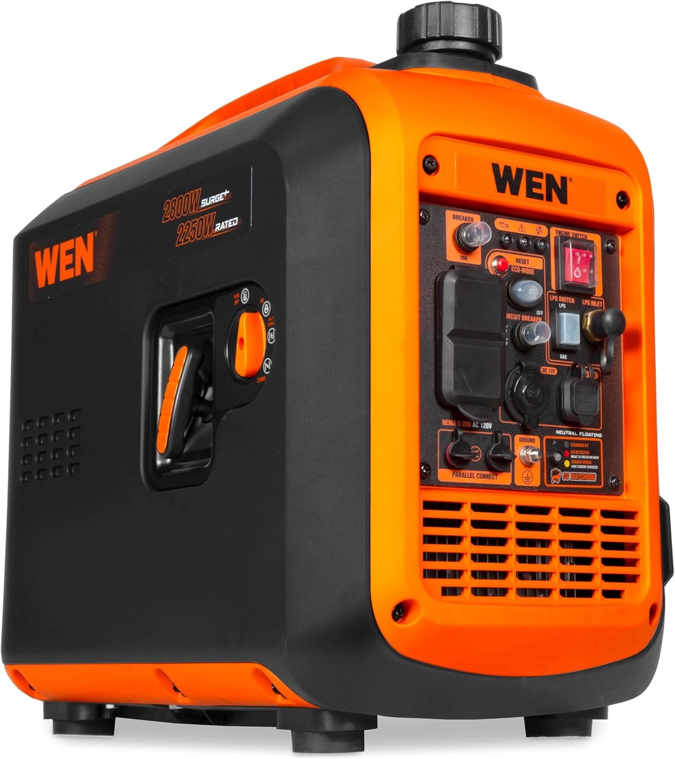 Wen super quiet 2350 watt portable inverter generator with fuel shut off gasoline power ultra lightweight 56235i black