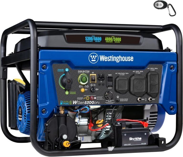 Westinghouse 6600 peak watt home backup portable generator transfer switch ready 30a outlet rv ready 30a outlet gas powe