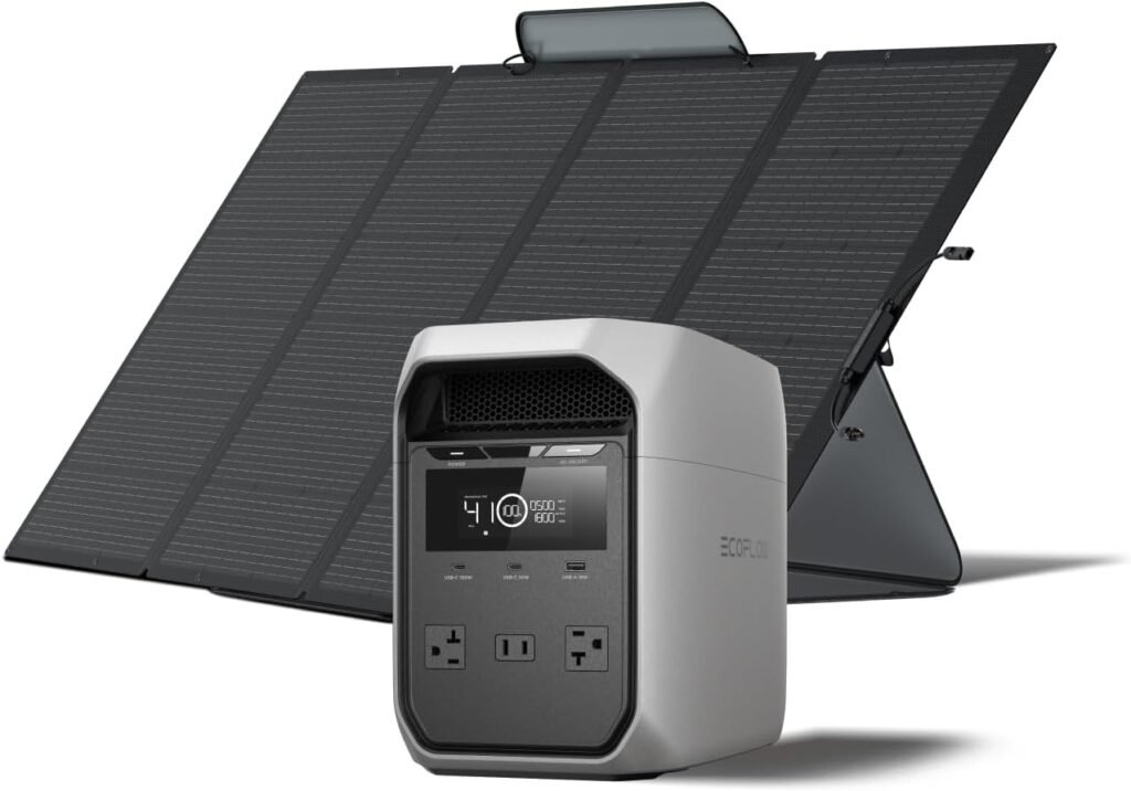 EF ECOFLOW Solar Generator DELTA Classic with 220W Solar Panel, 1024Wh LiFePO4 Battery Portable Power Station, 1800W AC/100W USB-C Output (3600W Surge), Hr Fast Charge for Home, Camping, RV EF ECOFLOW Solar Generator DELTA Classic with 220W Solar Panel, 1024Wh LiFePO4 Battery Portable Power Station, 1800W AC/100W USB-C Output (3600W Surge), Hr Fast Charge for Home, Camping, RV
