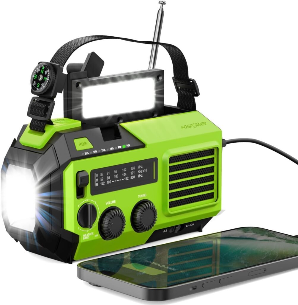 FosPower NOAA Emergency Weather Radio A1 7400mWh Portable Power Bank, AM/FM, USB/Solar/Hand Crank Charging, Battery Operated, SOS Alarm Flashlight for Indoor/Outdoor Emergency - Orange FosPower NOAA Emergency Weather Radio A1 7400mWh Portable Power Bank, AM/FM, USB/Solar/Hand Crank Charging, Battery Operated, SOS Alarm Flashlight for Indoor/Outdoor Emergency - Orange