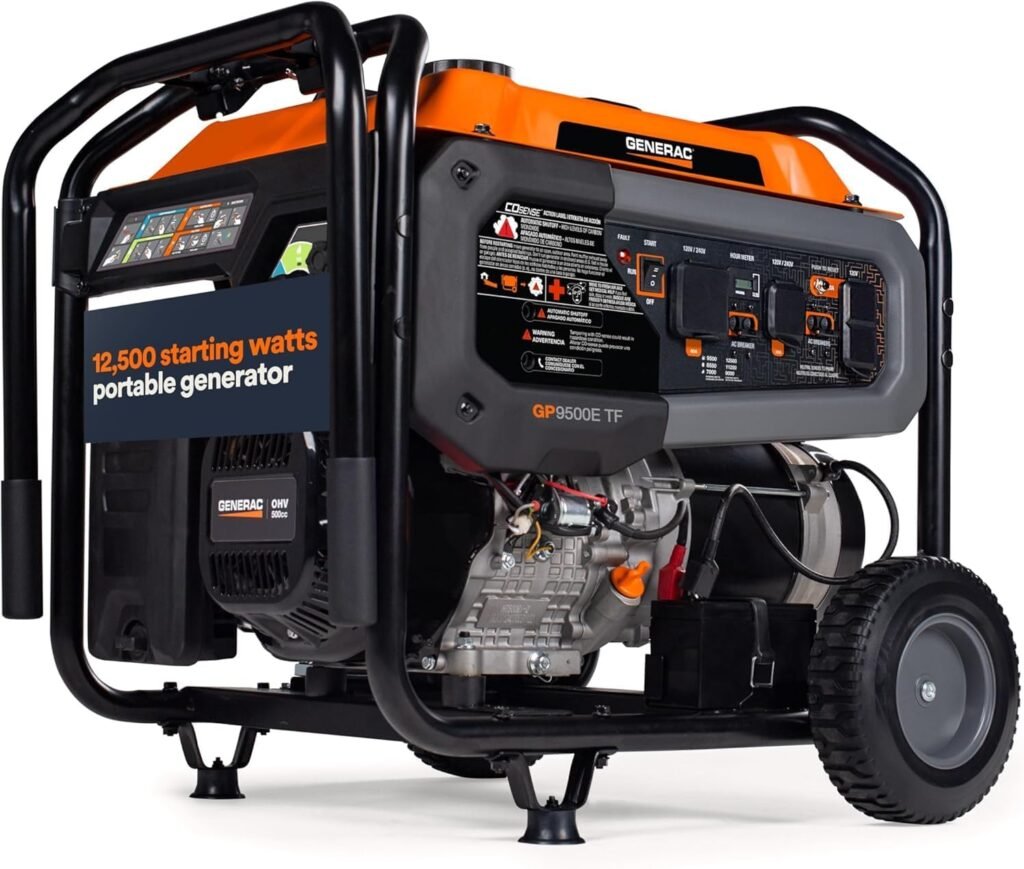 Generac 12,500 Starting Watt Tri-Fuel Portable Generator, Electric Start, Gas Propane Natural Gas, COsense Carbon Monoxide Detection, 9.5 Hour Runtime, Home Backup Emergency, 49-State Compliant Generac 12,500 Starting Watt Tri-Fuel Portable Generator, Electric Start, Gas Propane Natural Gas, COsense Carbon Monoxide Detection, 9.5 Hour Runtime, Home Backup Emergency, 49-State Compliant