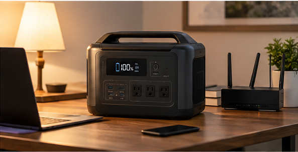 A portable power station can keep essential home-office equipment running during a short outage.